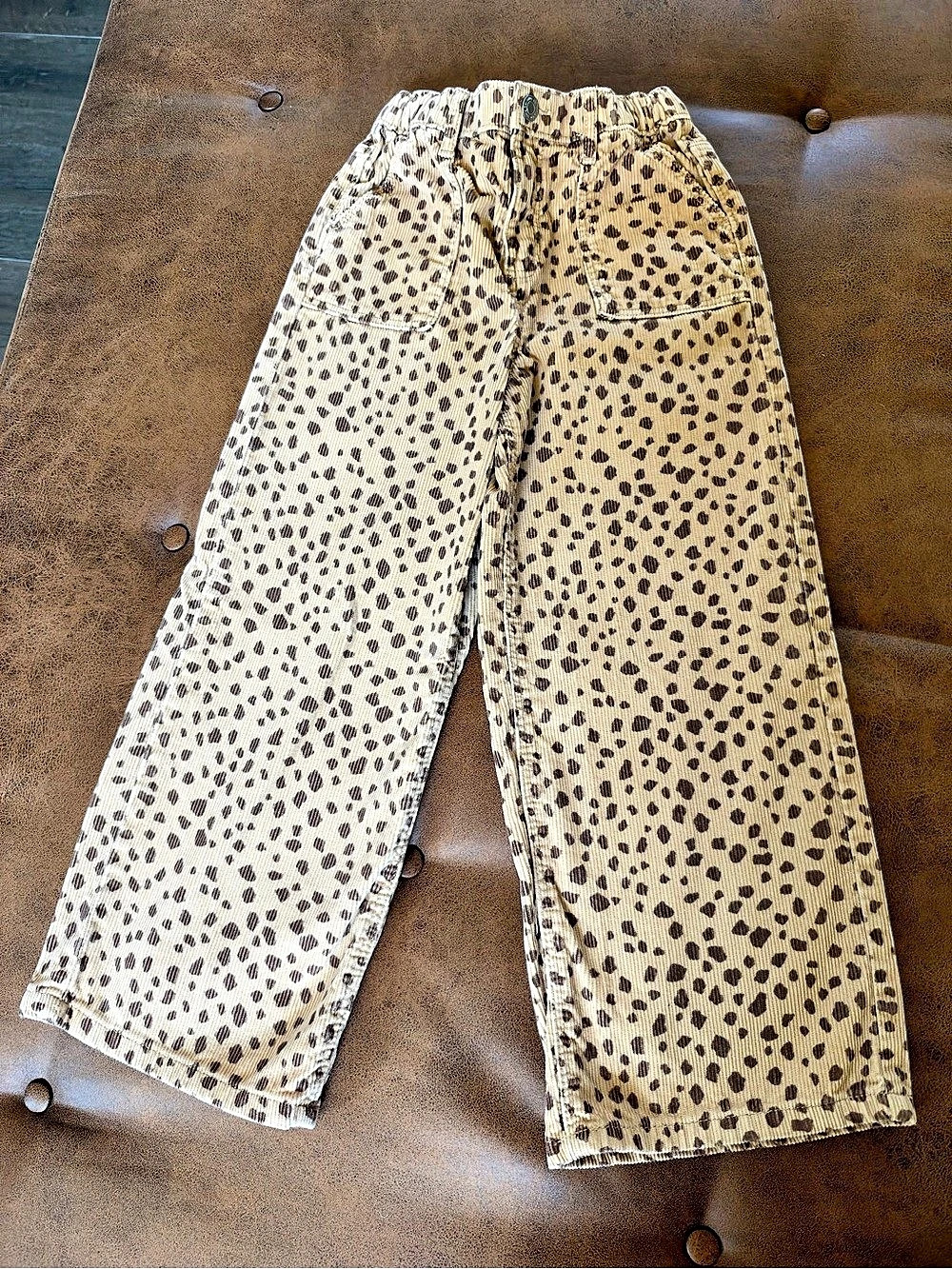 little Co. Animal Print Wide Leg Corduroy Pants Size 7